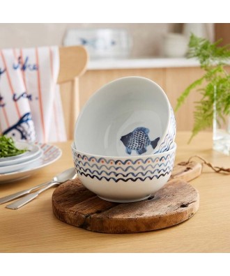 Bol en porcelaine motif poisson
