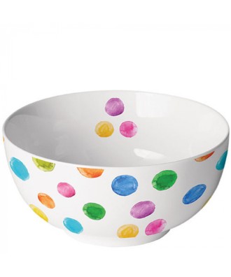 Bol en fine porcelaine motif pois colorés - polka dots