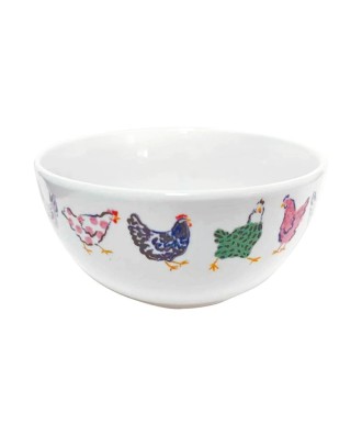 Bol en porcelaine motif poules