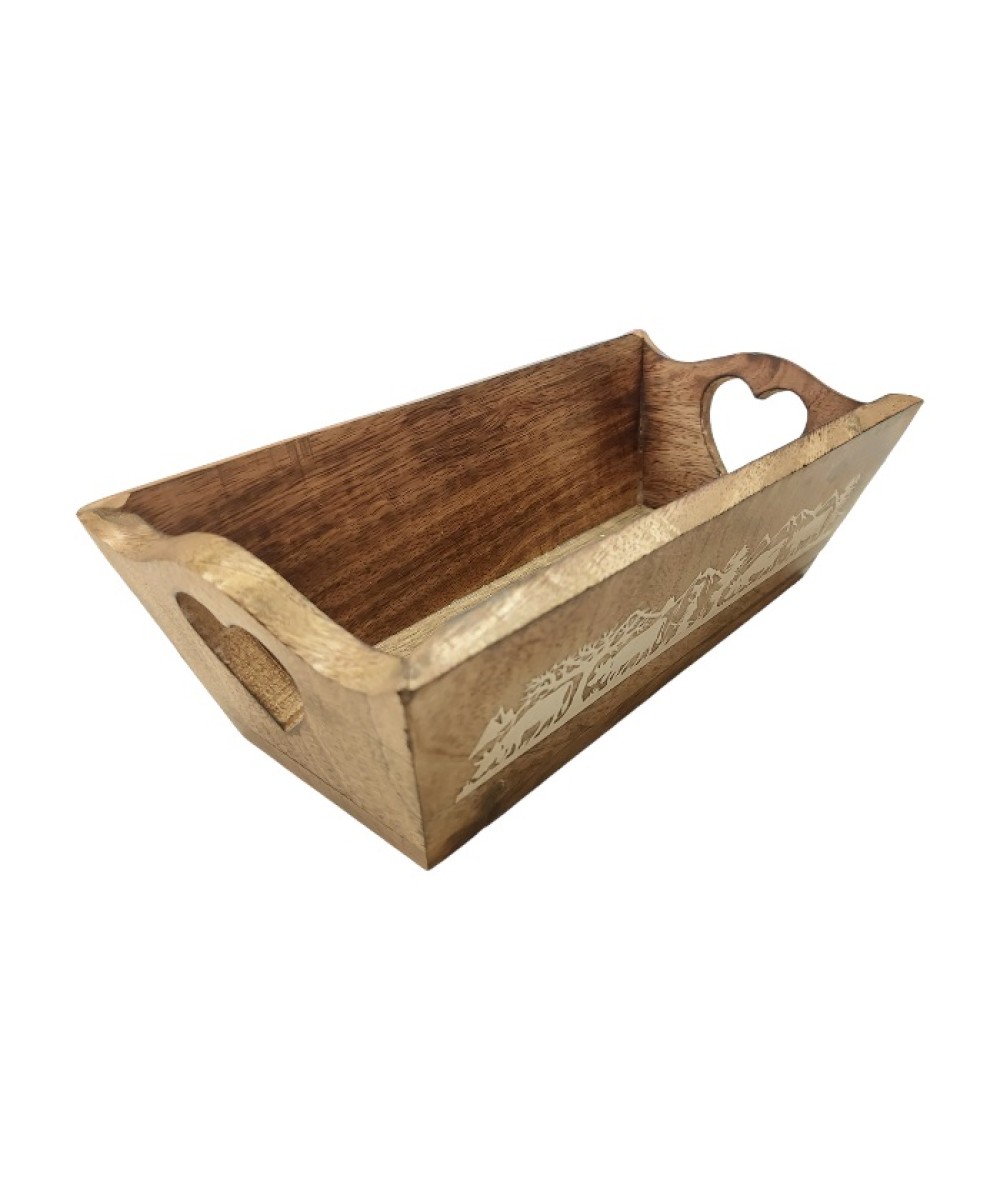 Panière - Corbeille à pain en bois motif vache poya