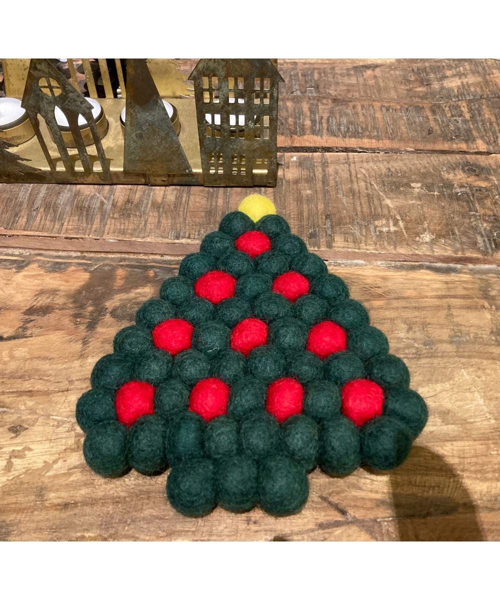 Dessous de plat en feutrine, forme de sapin de Noël