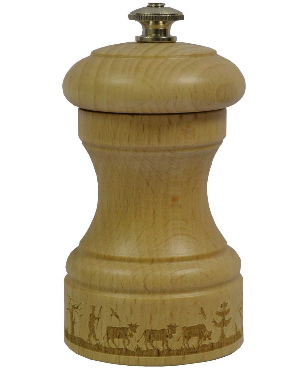Moulin à poivre Peugeot 10cm bois naturel, motif alpage