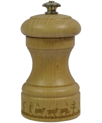 Moulin à poivre Peugeot 10cm bois naturel, motif alpage