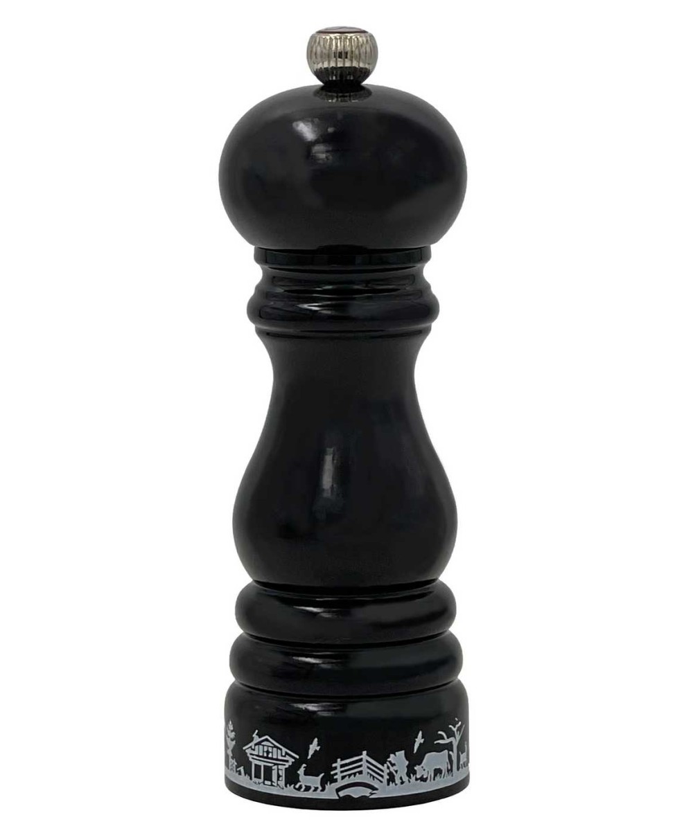 Moulin à poivre Peugeot 18cm bois noir, motif alpage