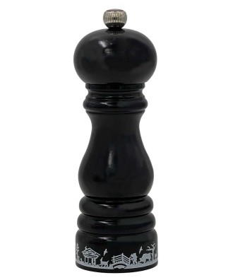 Moulin à poivre Peugeot 18cm bois noir laqué, motif alpage