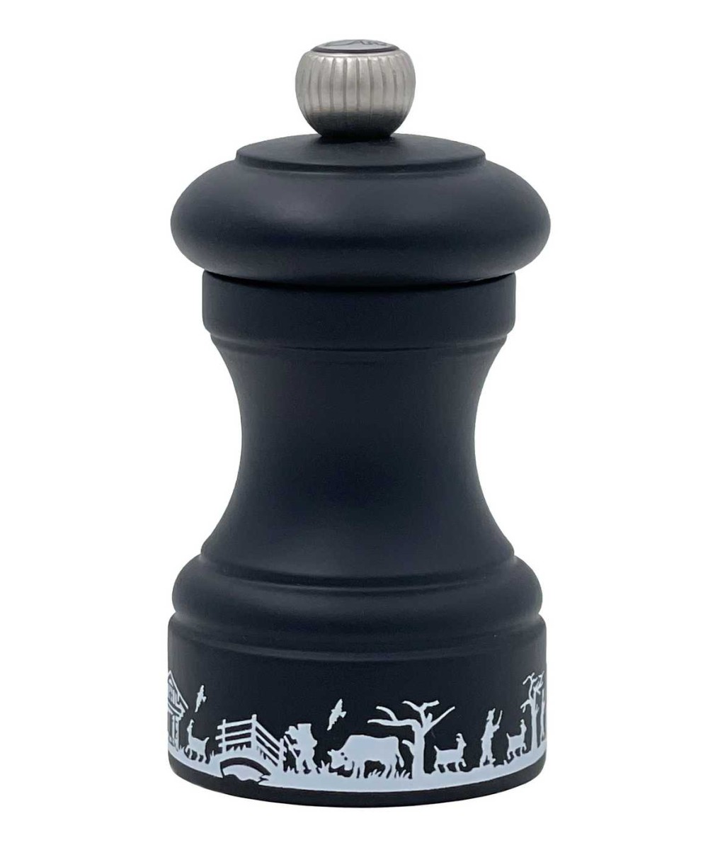 Moulin à poivre Peugeot 10cm bois noir mat, motif alpage