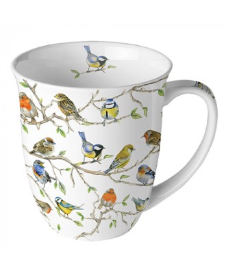 Tasse - Mug 0.4 litre en fine porcelaine oiseaux - birds meeting