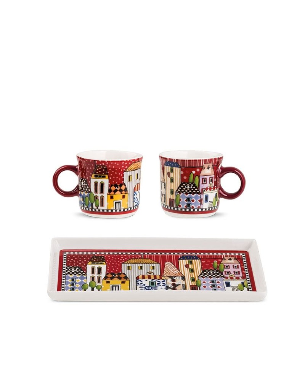 Tasse - Mug mini 2 pièces et plateau paese mio rouge