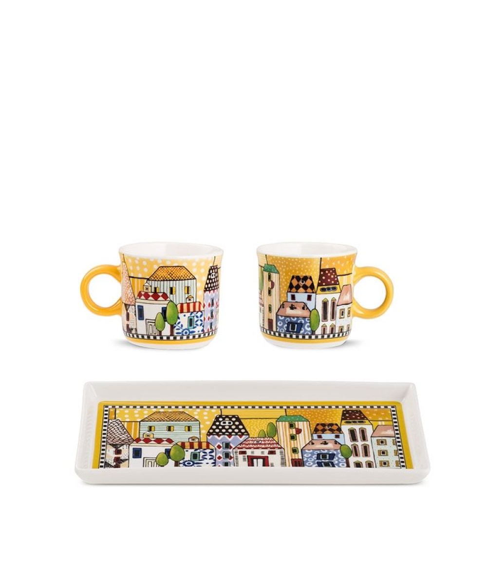 Tasse - Mug mini 2 pièces et plateau paese mio jaune