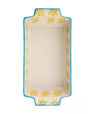 Plat à cake, motif floral jaune