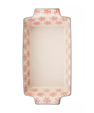 Plat à cake, motif floral rouge