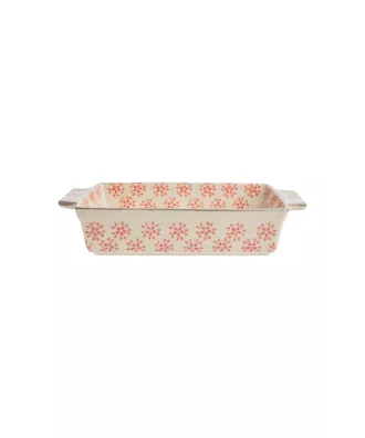 Plat à cake, motif floral rouge