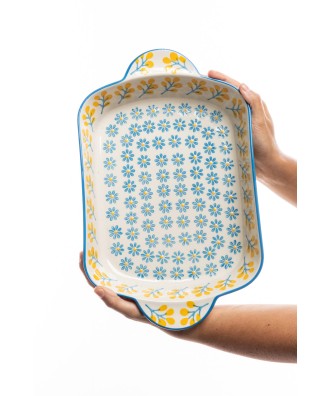 Plat à gratin, motif floral