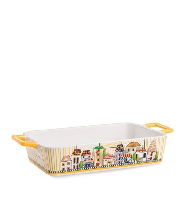 Plat à gratin en céramique 34x19 cm paese mio jaune