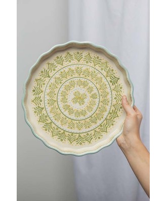 Plat à quiche, tarte, gâteau motif retro vert 27 cm