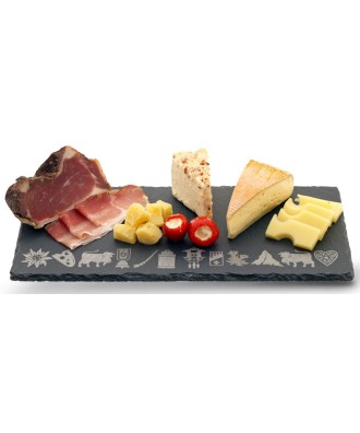 Planche ardoise 2 pièces pour aliments, motif typique suisse