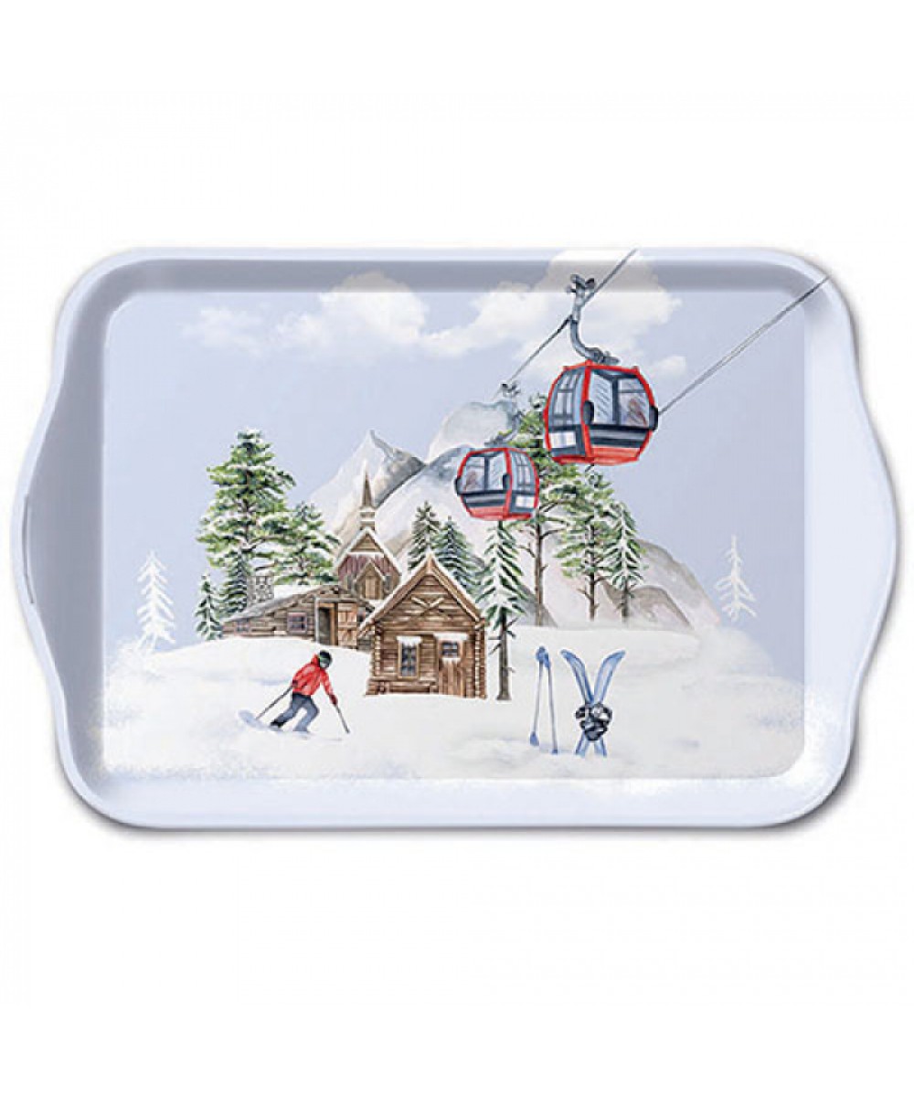 Plateau motifs ski et télécabine