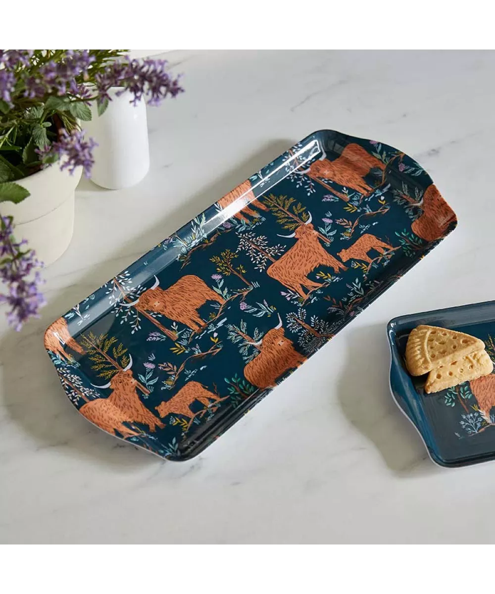 Plateau motifs vache écossaise 38cm