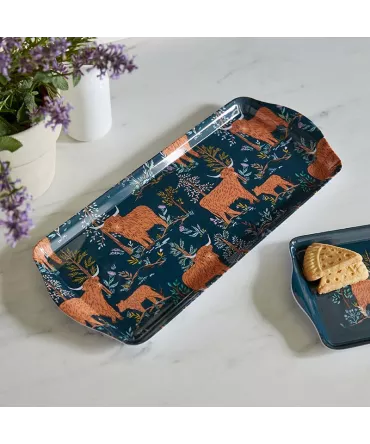 Plateau motifs vache écossaise 38cm