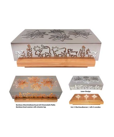 Chauffe plat motif découpage alpage et edelweiss