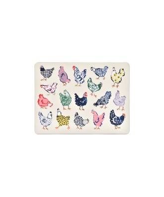 Set de table en liège poules colorées