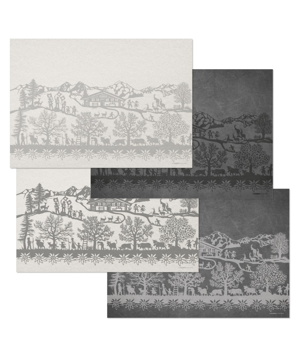 Set de table en papier, 4 motifs (48 pièces) motif swiss tradition