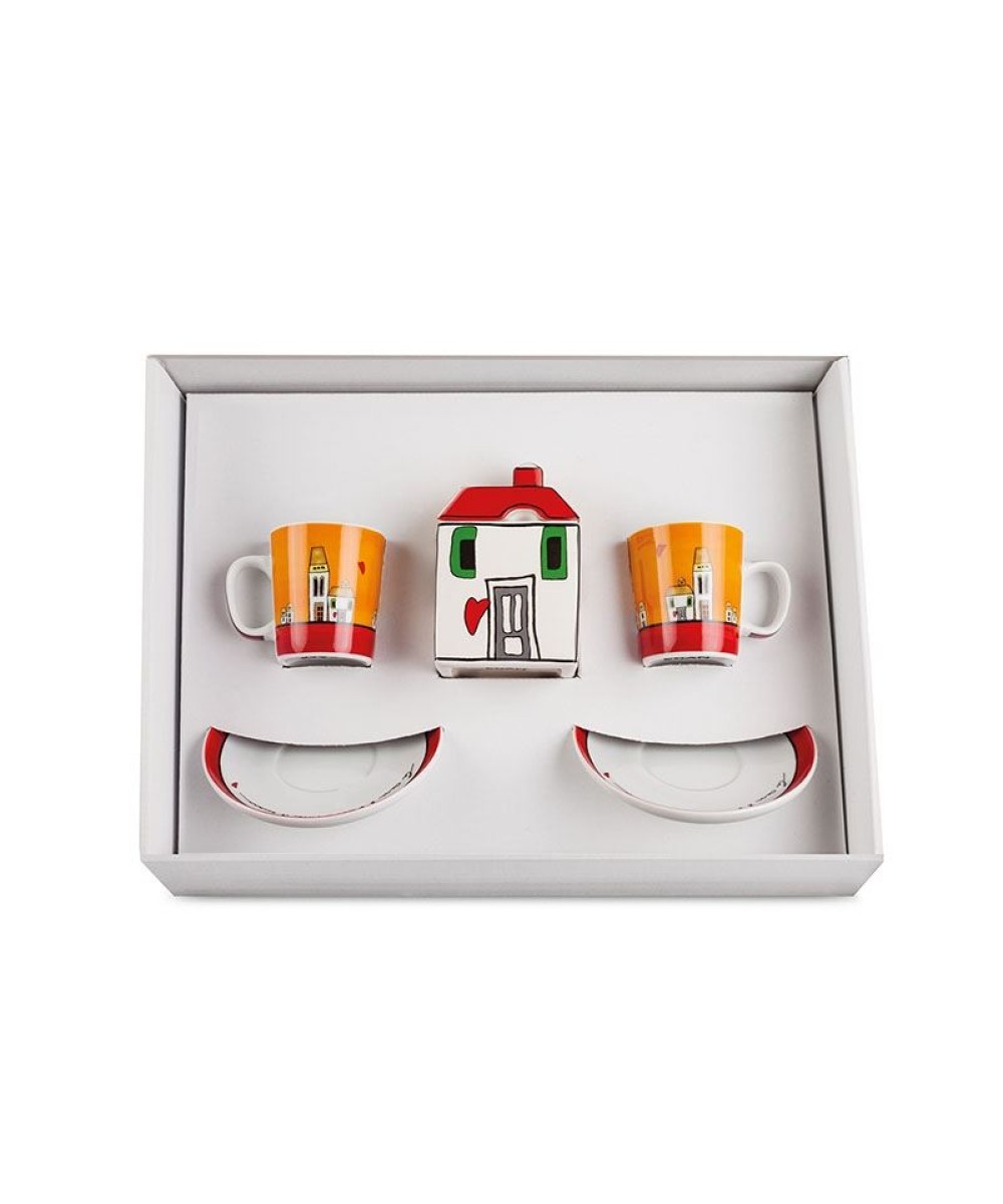 Tasse à café 2 pièces et sucrier Le casette red