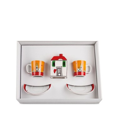 Tasse à café 2 pièces et sucrier Le casette red