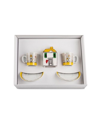 Tasse à café 2 pièces et sucrier Le casette yellow