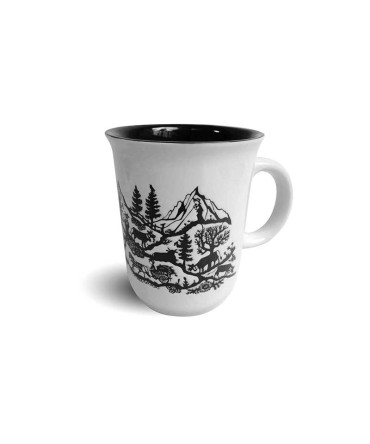 Tasse motif découpage en relief noir
