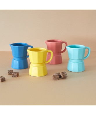 Tasse à café moka, 4 pièces, 4 coloris pastel, forme de cafetière italienne,
