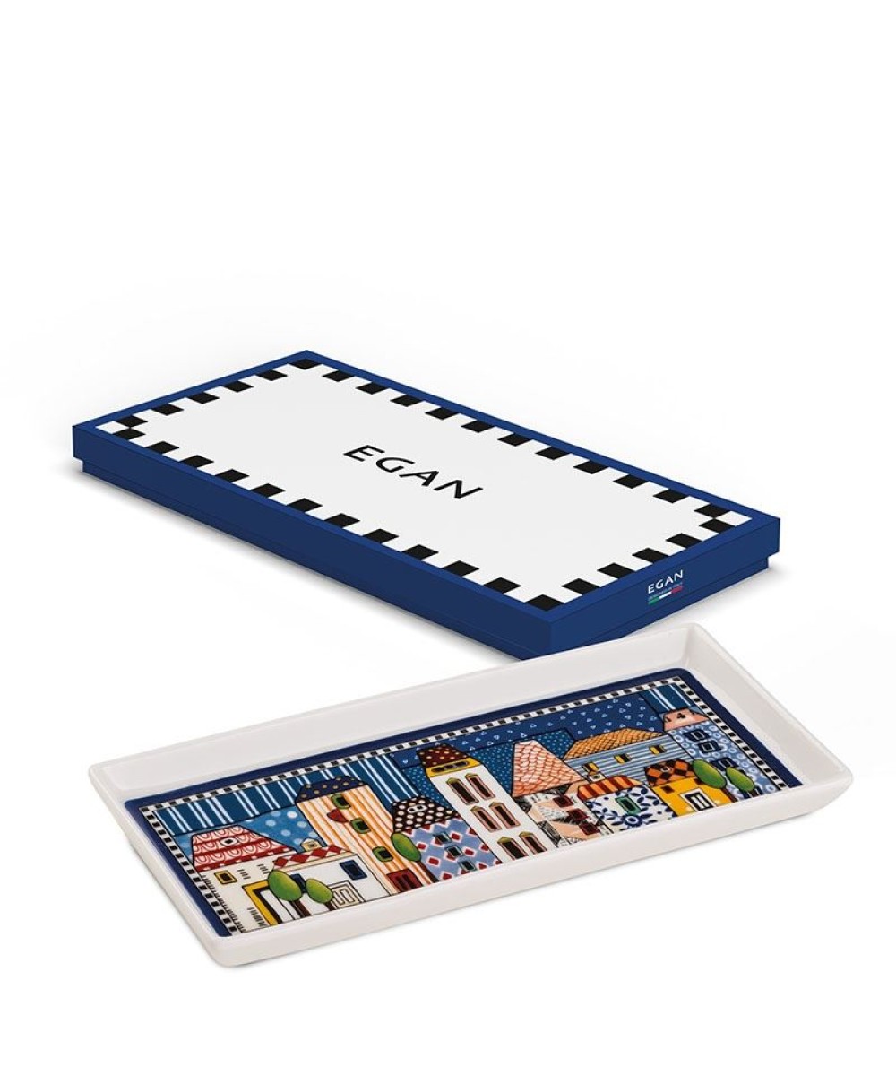 Plateau mini en céramique 19x9 cm paese mio bleu