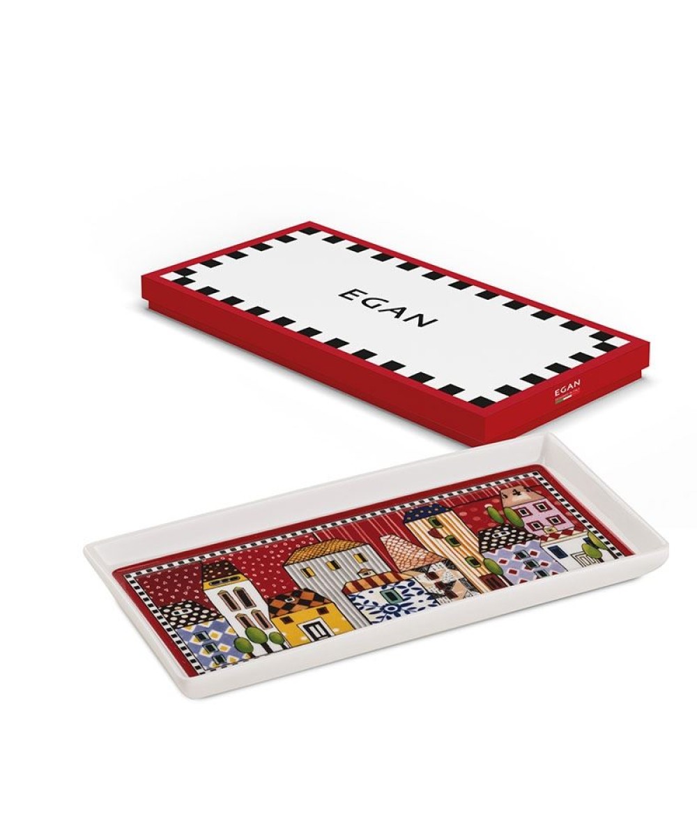 Plateau mini en céramique 19x9 cm paese mio rouge