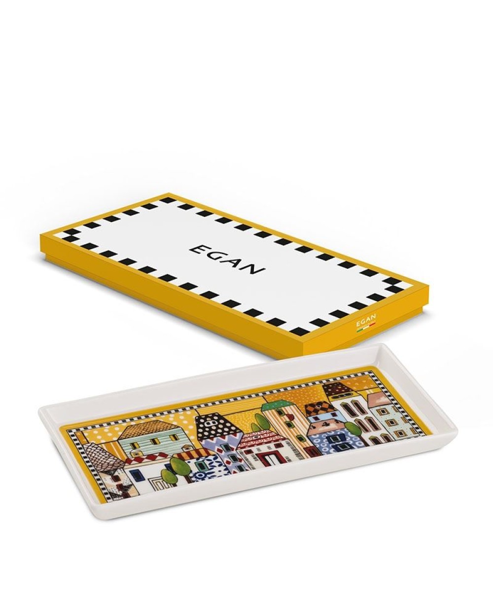 Plateau mini en céramique 19x9 cm paese mio jaune