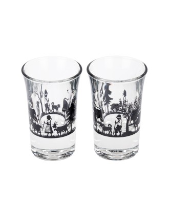 Verre à liqueur motif alpage