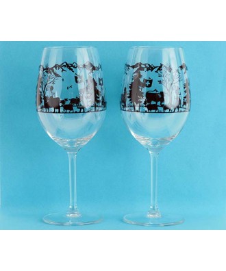 Verre à vin blanc ou rouge motif alpage 23cl