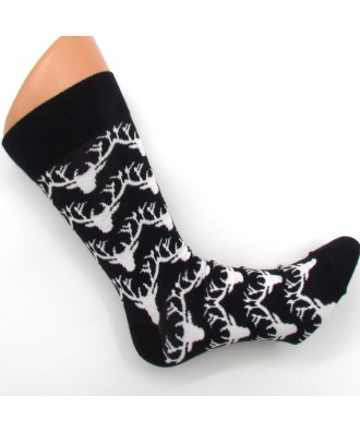 Chaussette homme motif têtes de cerf