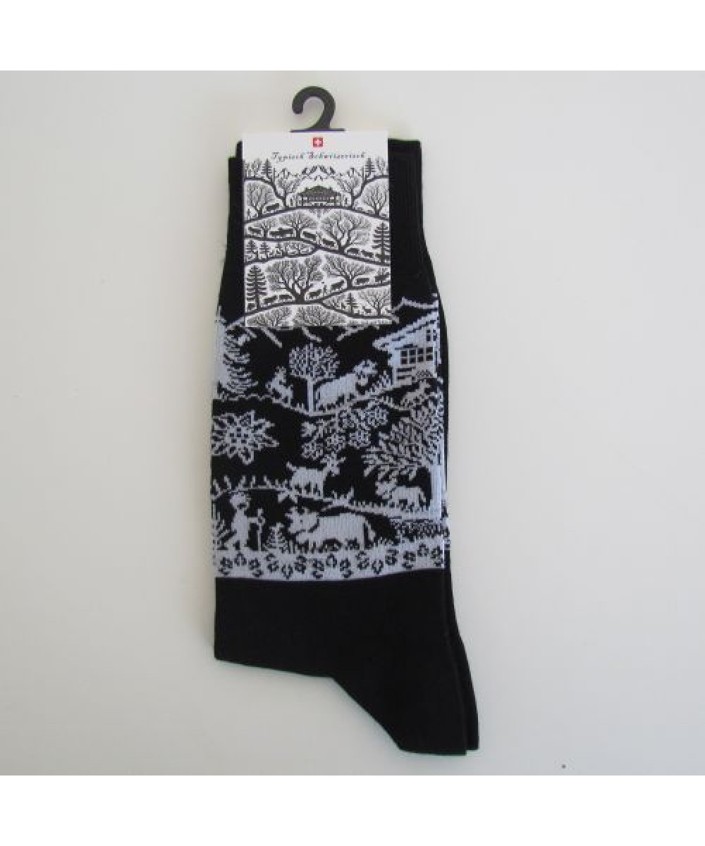 Chaussette homme motif poya large