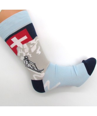 Chaussette homme motif montagne et ski