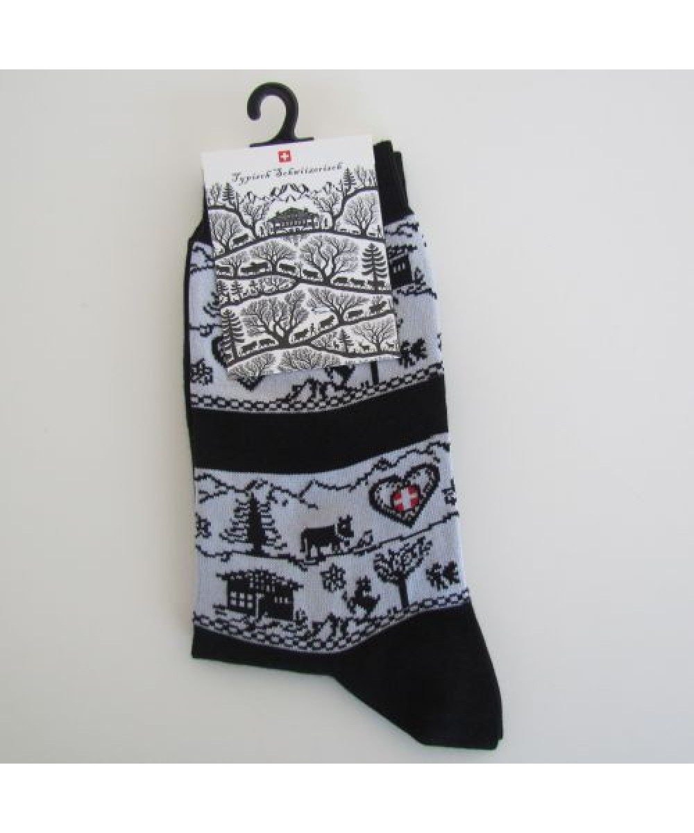 Chaussette dame noire mofif découpage