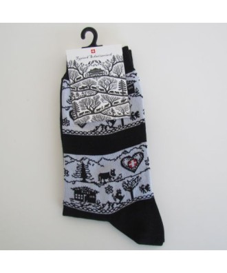 Chaussette dame noire mofif découpage