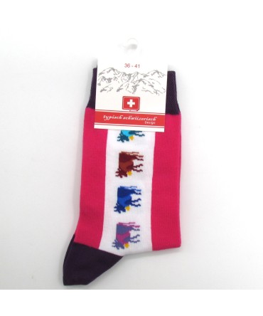 Chaussette dame mofif vache colorées