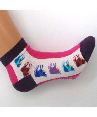Chaussette dame mofif vache colorées, taille basse