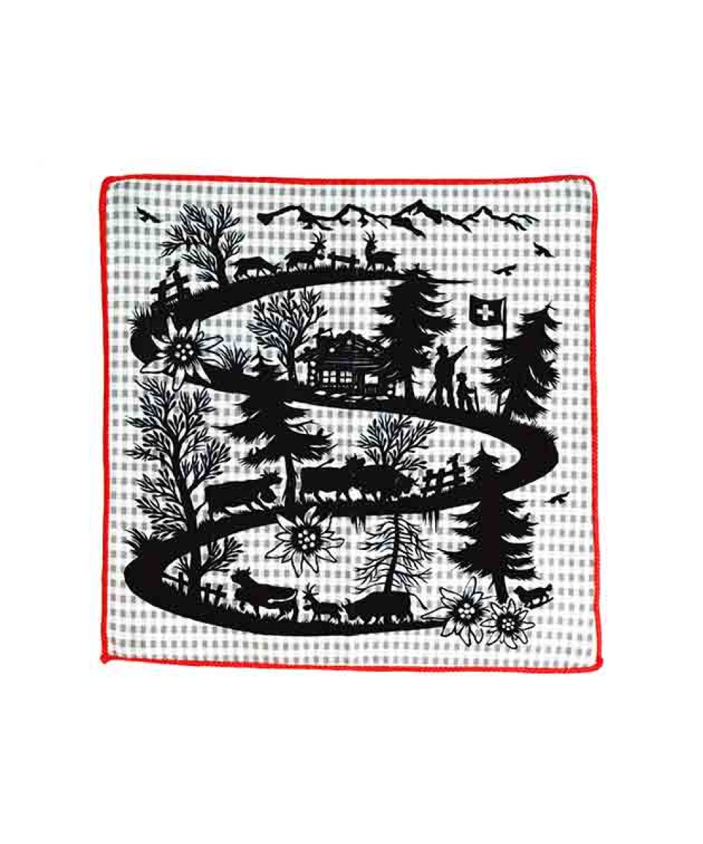 Chiffon en microfibre noir rouge design découpage alpage