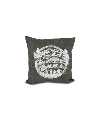 Coussin chalet motif découpage anthracite