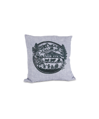 Coussin chalet motif découpage lilas