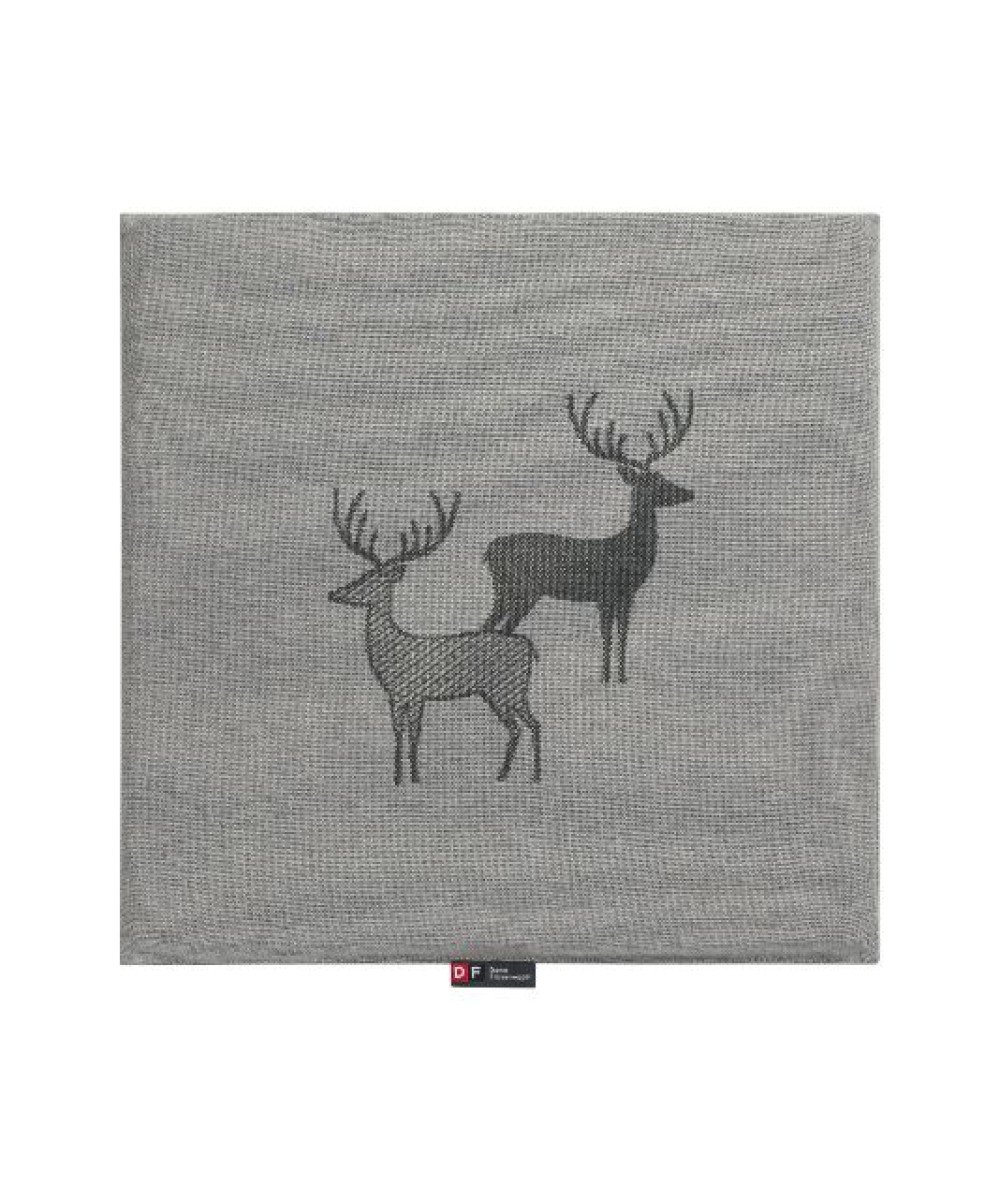 Coussin de chaise carré, motif cerf sur fond gris