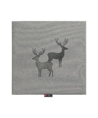 Coussin de chaise carré, motif cerf sur fond gris