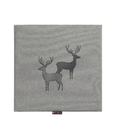 Coussin de chaise carré, motif cerf sur fond gris