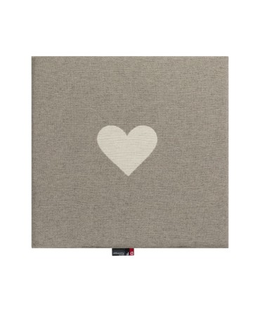 Coussin de chaise carré, motif coeur sur fond taupe
